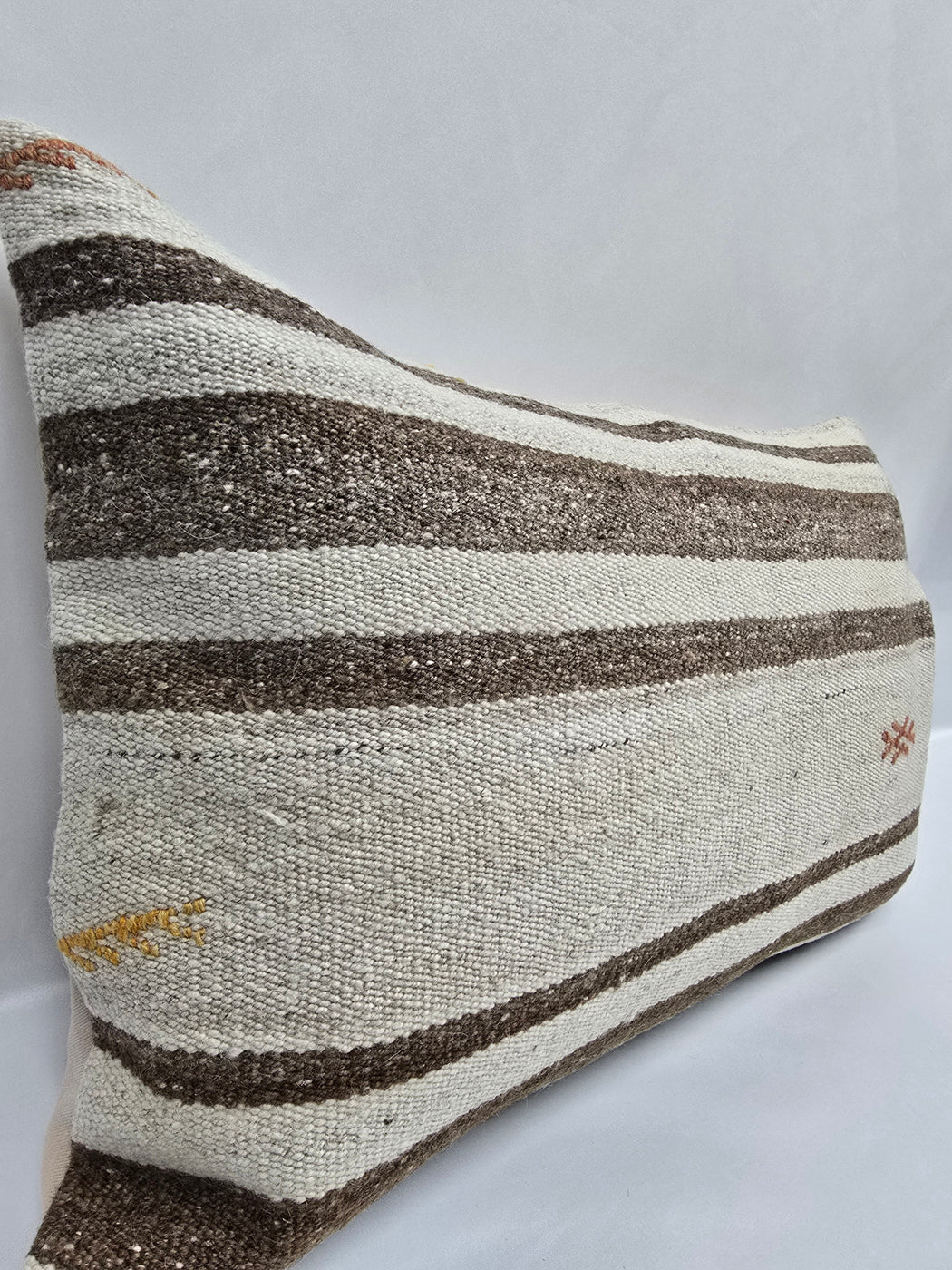 Turkish Hemp Pillow Cushion Natural White Brown Pillow Cushion Cover 16" x 24" #9197