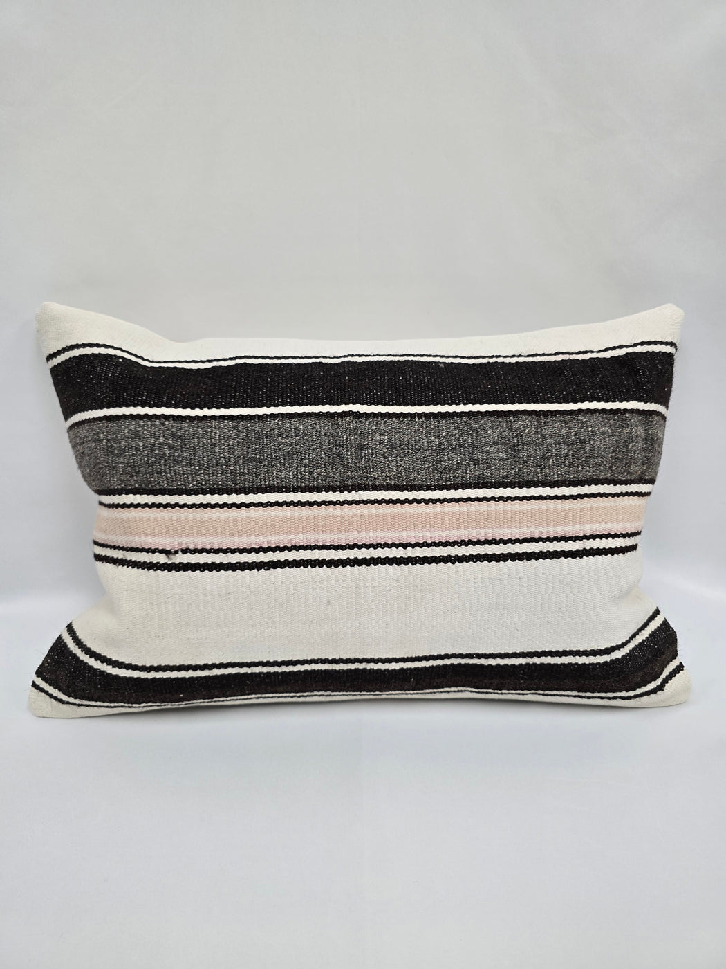 Turkish Hemp Pillow Cushion Natural Cream Black Pillow Cushion Cover 16" x 24" #9191