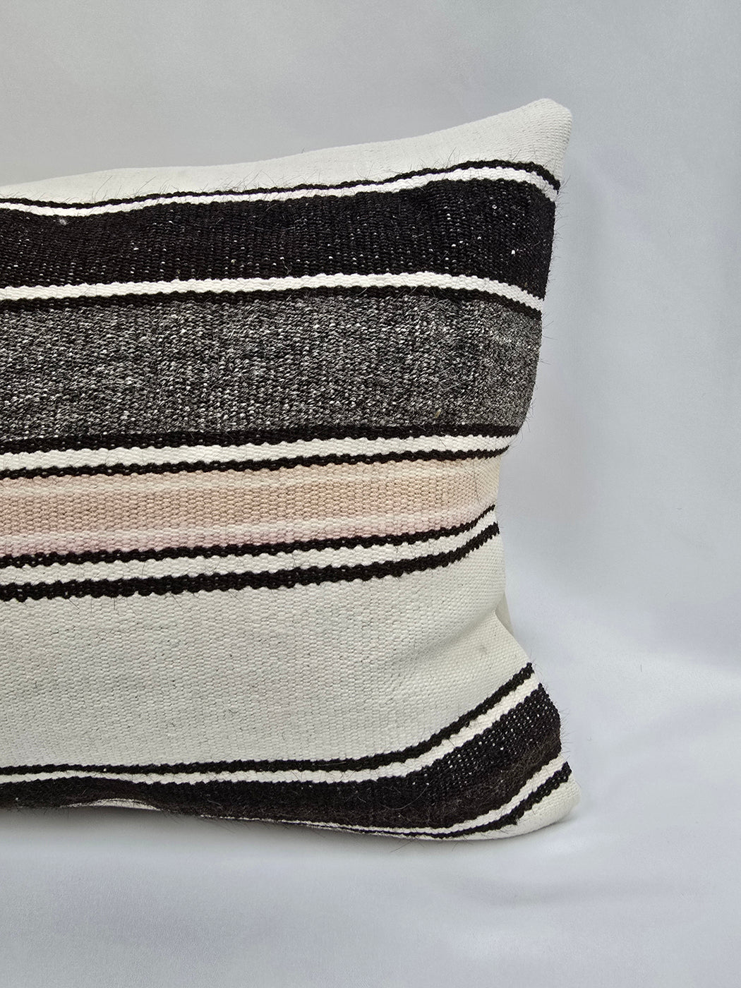 Turkish Hemp Pillow Cushion Natural Cream Black Pillow Cushion Cover 16" x 24" #9191