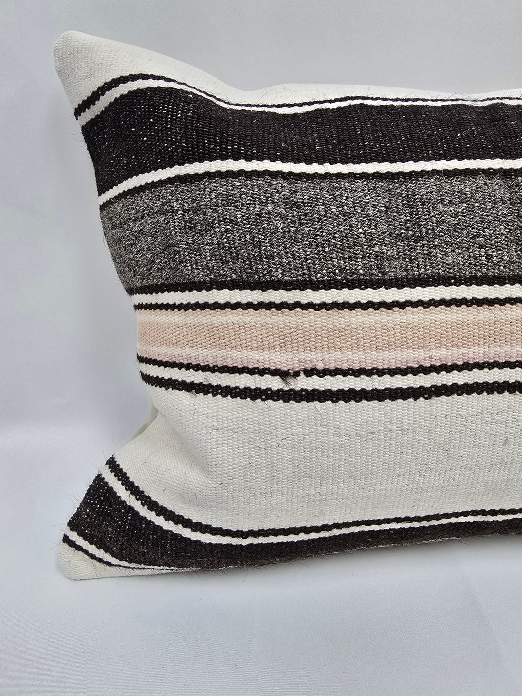 Turkish Hemp Pillow Cushion Natural Cream Black Pillow Cushion Cover 16" x 24" #9191