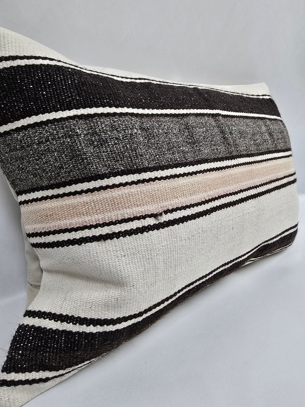 Turkish Hemp Pillow Cushion Natural Cream Black Pillow Cushion Cover 16" x 24" #9191