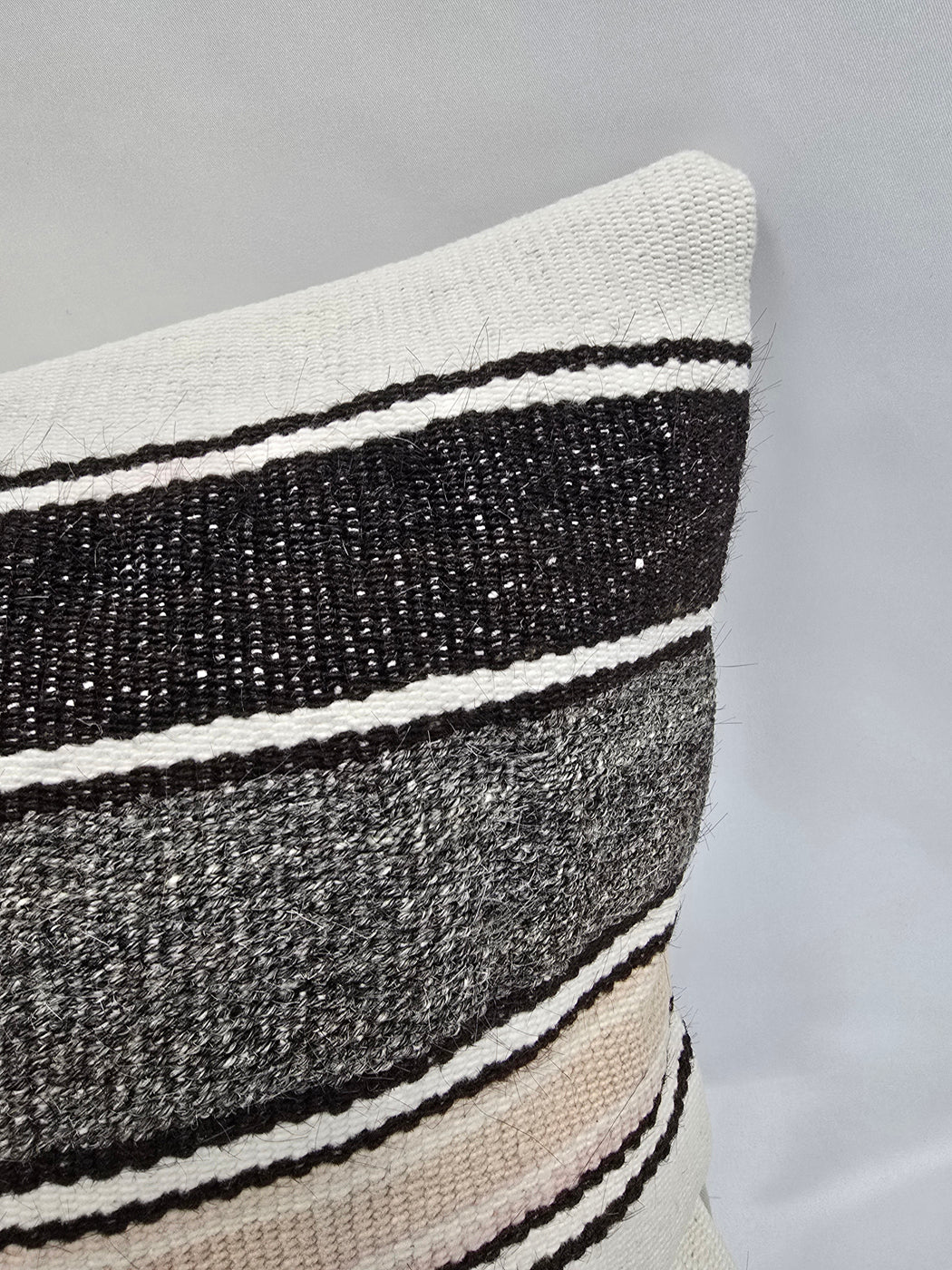 Turkish Hemp Pillow Cushion Natural Cream Black Pillow Cushion Cover 16" x 24" #9191