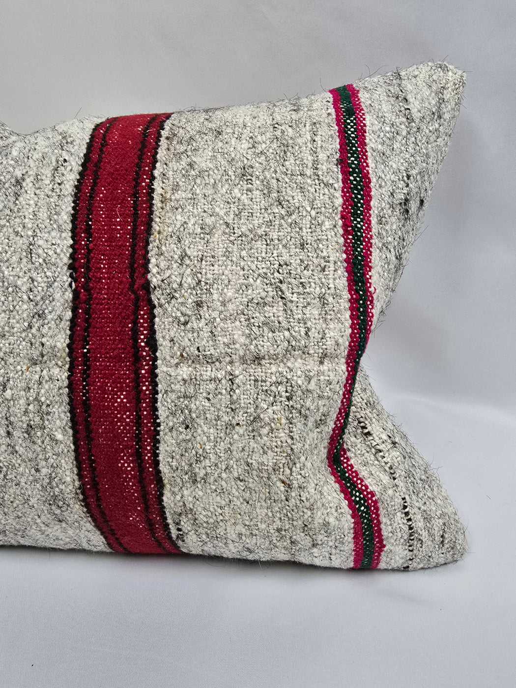 Turkish Hemp Pillow Cushion Natural Cream Red Pillow Cushion Cover 16" x 24" #9186