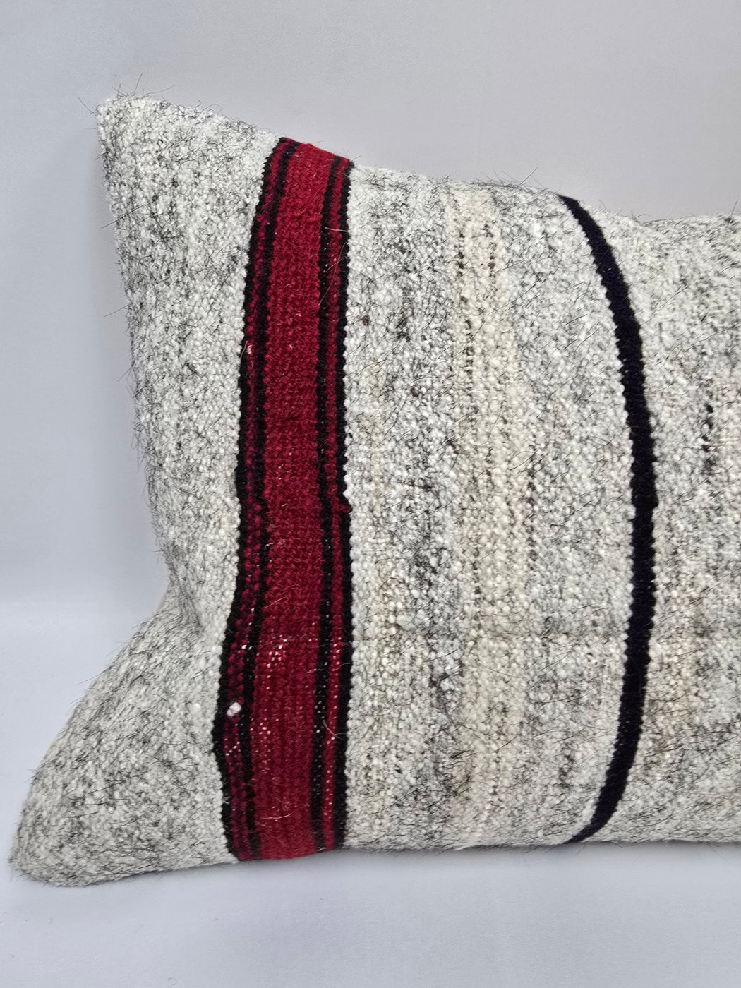 Turkish Hemp Pillow Cushion Natural Cream Red Pillow Cushion Cover 16" x 24" #9186