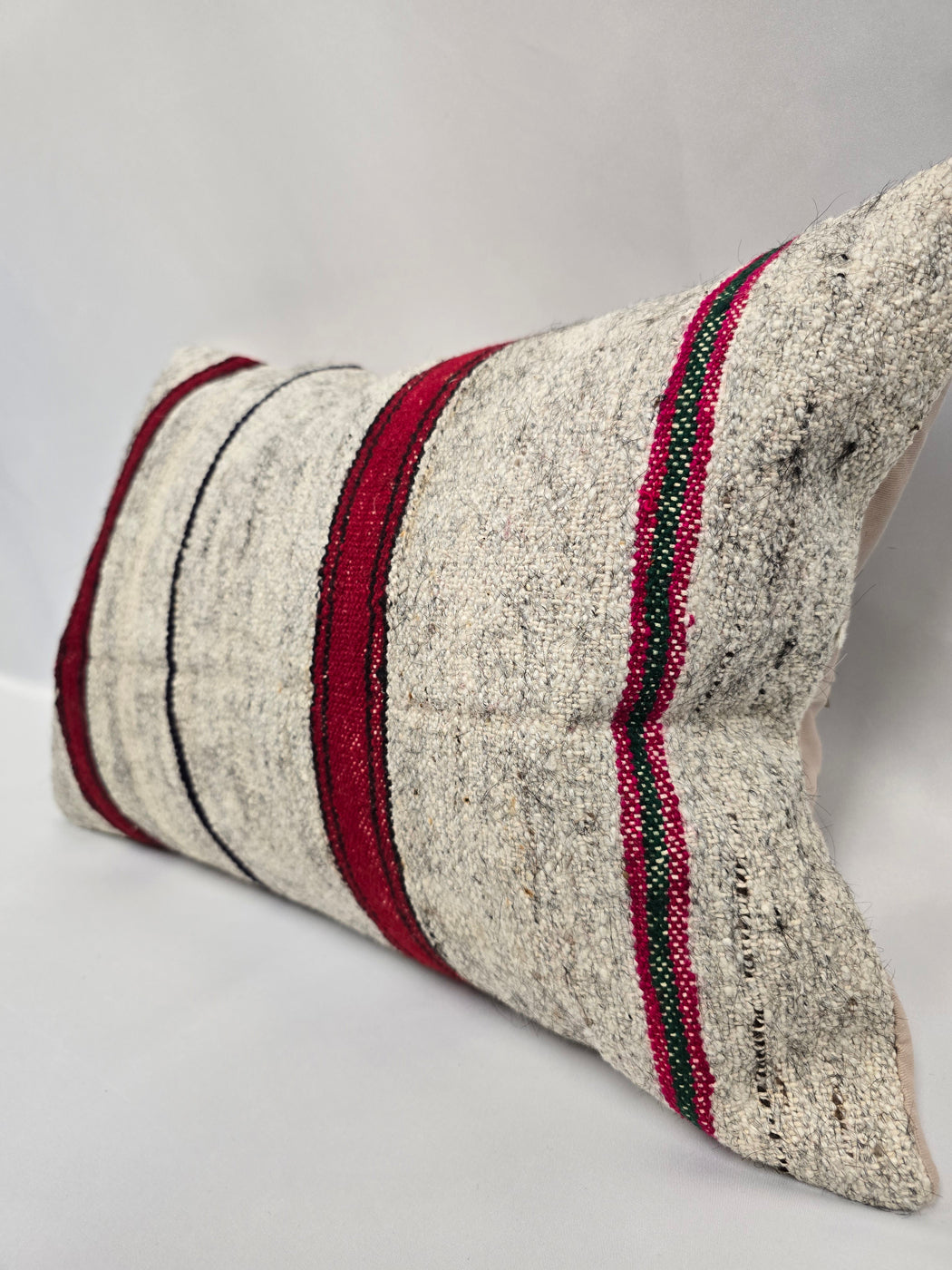 Turkish Hemp Pillow Cushion Natural Cream Red Pillow Cushion Cover 16" x 24" #9186
