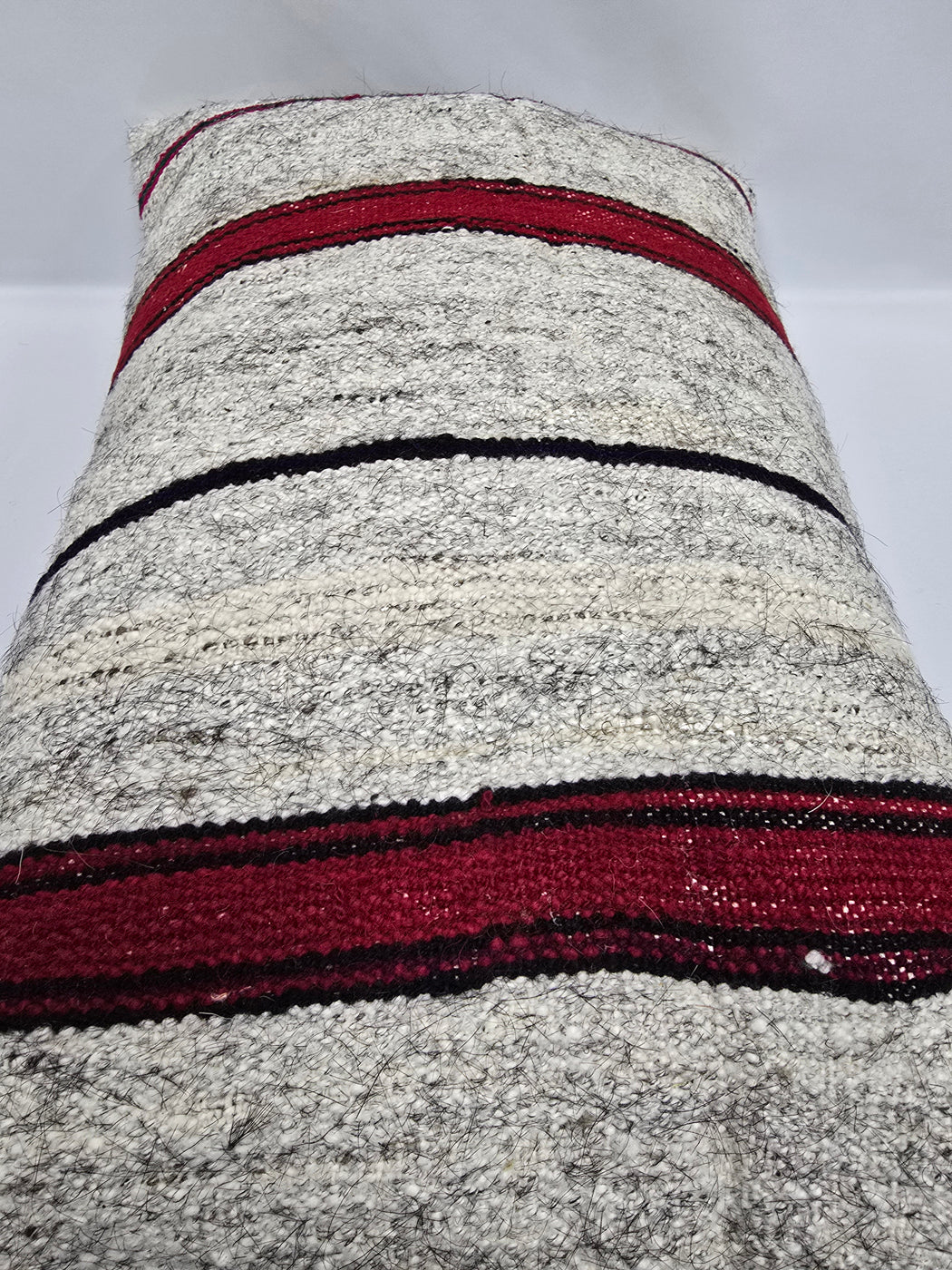 Turkish Hemp Pillow Cushion Natural Cream Red Pillow Cushion Cover 16" x 24" #9186