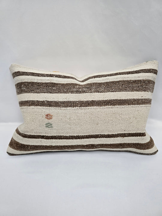 Turkish Hemp Pillow Cushion Natural Cream Brown Pillow Cushion Cover 16" x 24" #9185