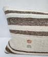 Turkish Hemp Pillow Cushion Natural Cream Brown Pillow Cushion Cover 16" x 24" #9185