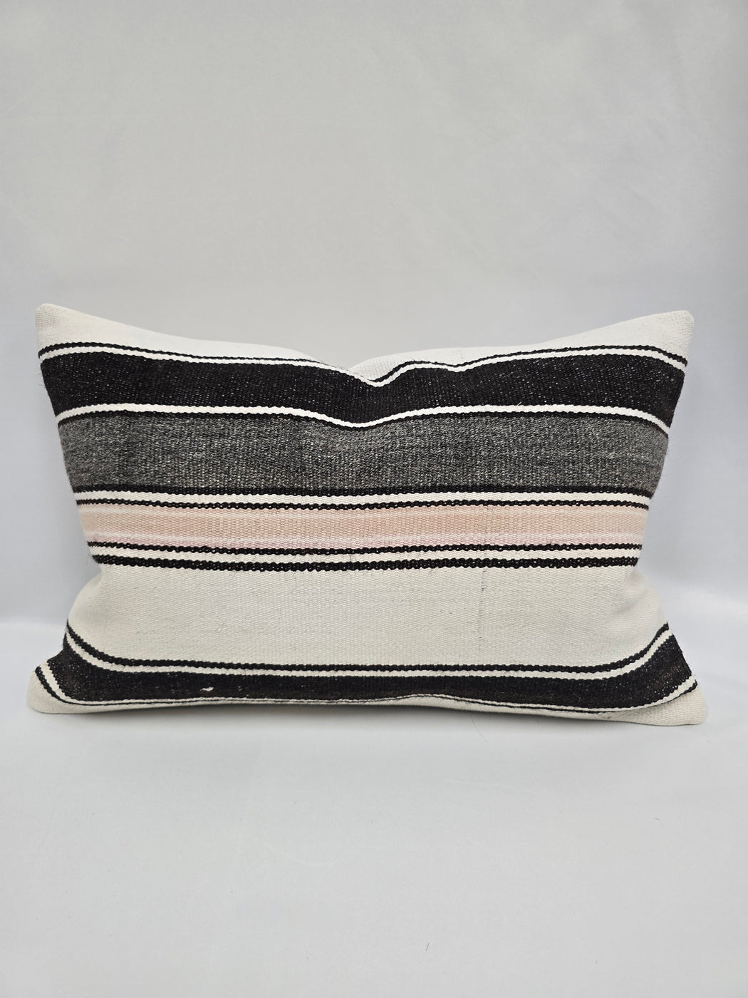 Turkish Hemp Pillow Cushion Natural Cream Black Pillow Cushion Cover 16" x 24" #9182
