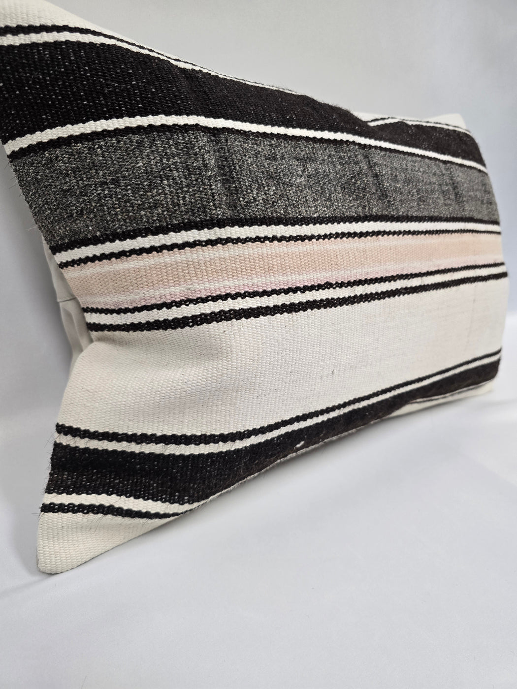Turkish Hemp Pillow Cushion Natural Cream Black Pillow Cushion Cover 16" x 24" #9182