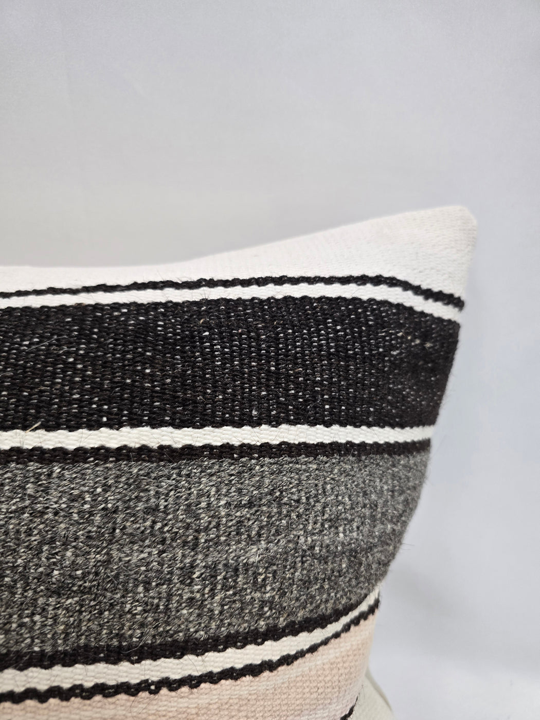 Turkish Hemp Pillow Cushion Natural Cream Black Pillow Cushion Cover 16" x 24" #9182