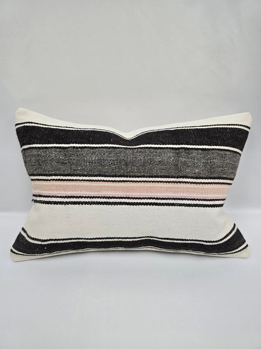 Turkish Hemp Pillow Cushion Natural Cream Gray Pillow Cushion Cover 16" x 24" #9178