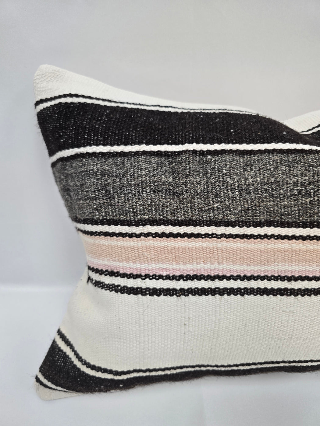 Turkish Hemp Pillow Cushion Natural Cream Gray Pillow Cushion Cover 16" x 24" #9178