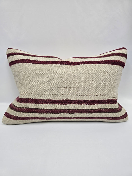 Turkish Hemp Pillow Cushion Natural Cream Black Pillow Cushion Cover 16" x 24" #9177