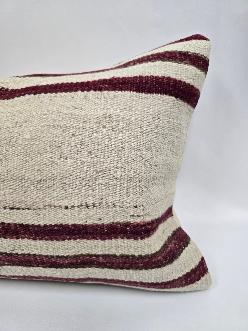 Turkish Hemp Pillow Cushion Natural Cream Black Pillow Cushion Cover 16" x 24" #9177