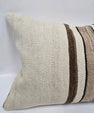 Turkish Hemp Pillow Cushion Natural Cream Brown Pillow Cushion Cover 16" x 24" #9174