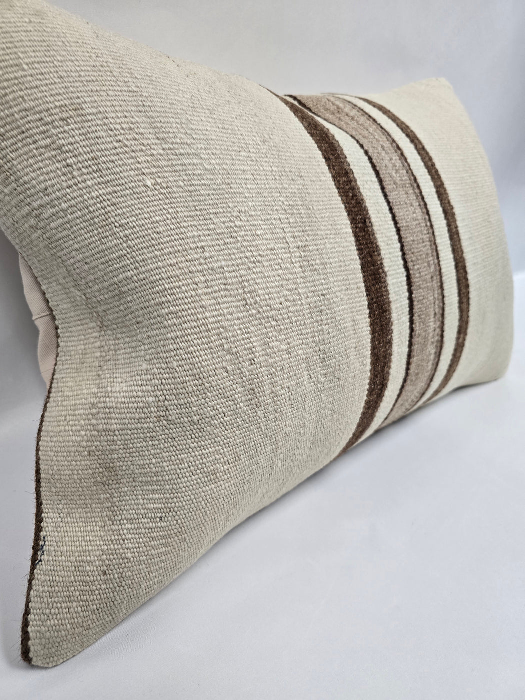 Turkish Hemp Pillow Cushion Natural Cream Brown Pillow Cushion Cover 16" x 24" #9174