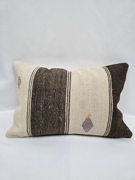 Turkish Hemp Pillow Cushion Natural Cream Brown Pillow Cushion Cover 16" x 24" #9173