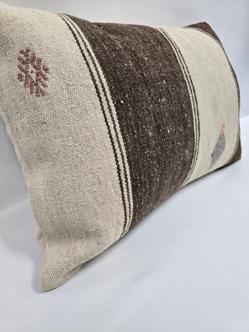 Turkish Hemp Pillow Cushion Natural Cream Brown Pillow Cushion Cover 16" x 24" #9173