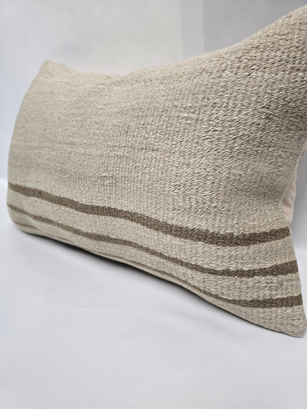 Turkish Hemp Pillow Cushion Natural Cream Brown Pillow Cushion Cover 16" x 24" #9171