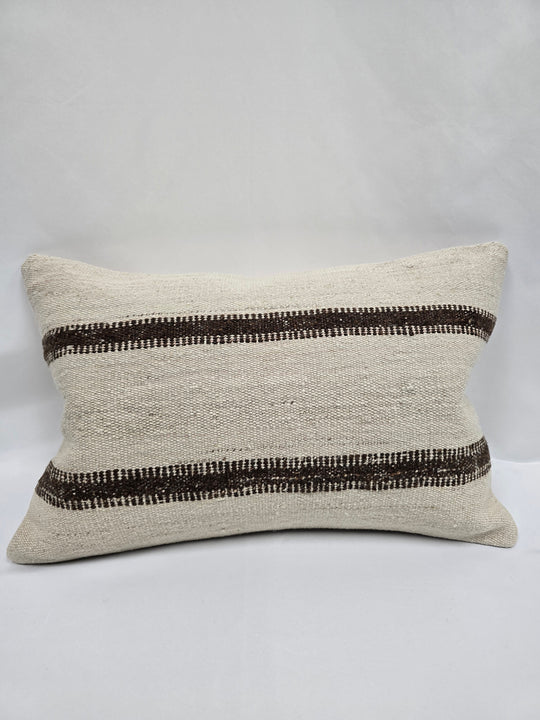 Turkish Hemp Pillow Cushion Natural Cream Brown Pillow Cushion Cover 16" x 24" #9172
