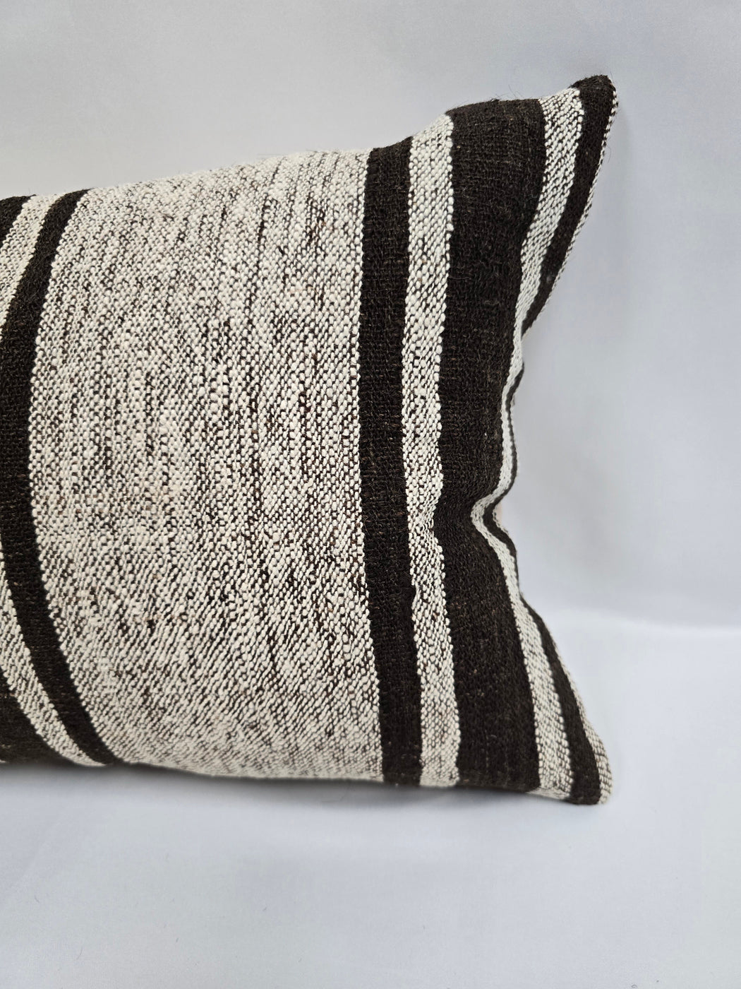 Turkish Hemp Pillow Cushion Natural Cream Black Pillow Cushion Cover 16" x 24" #9168