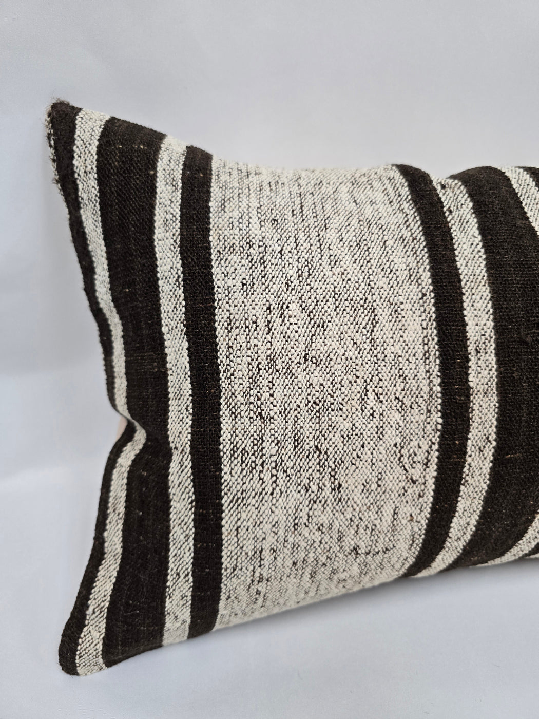 Turkish Hemp Pillow Cushion Natural Cream Black Pillow Cushion Cover 16" x 24" #9168