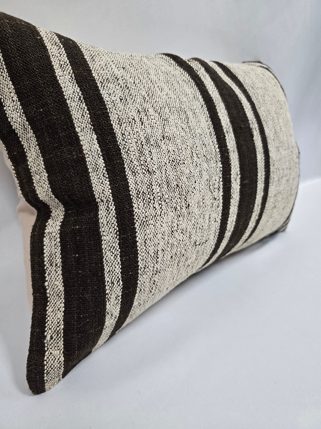 Turkish Hemp Pillow Cushion Natural Cream Black Pillow Cushion Cover 16" x 24" #9168