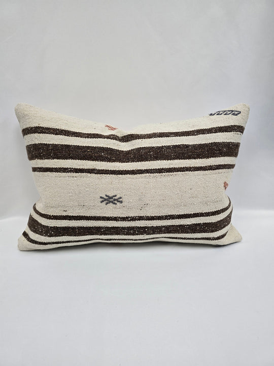 Turkish Hemp Pillow Cushion Natural Cream Brown Pillow Cushion Cover 16" x 24" #9202