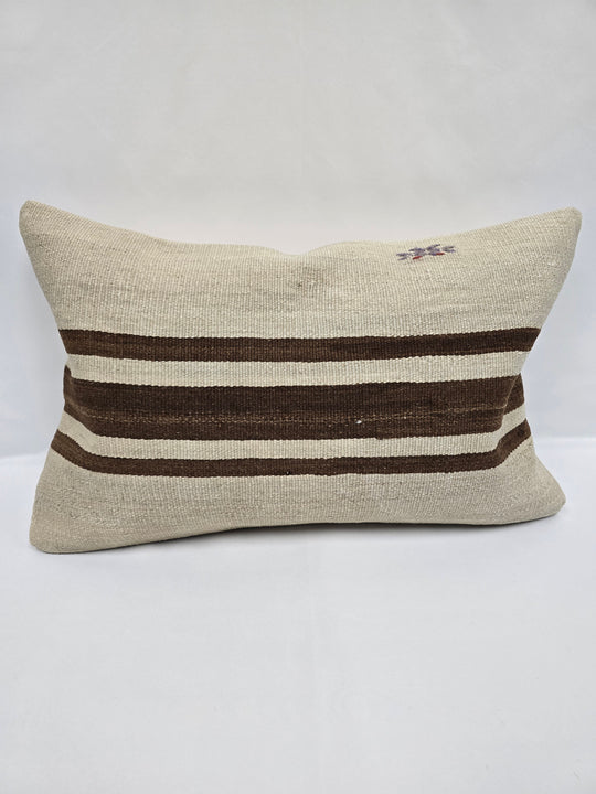 Turkish Hemp Pillow Cushion Natural Cream Brown Pillow Cushion Cover 16" x 24" #9165