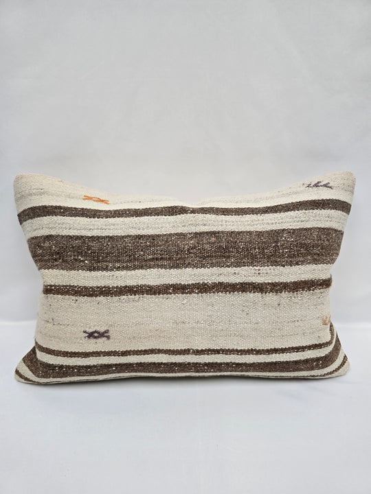 Turkish Hemp Pillow Cushion Natural Cream Brown Pillow Cushion Cover 16" x 24" #9162