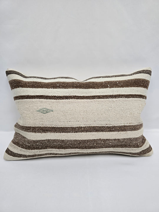 Turkish Hemp Pillow Cushion Natural Cream Brown Pillow Cushion Cover 16" x 24" #9161