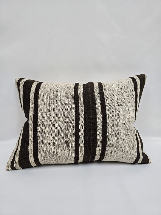 Turkish Hemp Pillow Cushion Natural Cream Black Pillow Cushion Cover 16" x 24" #9160