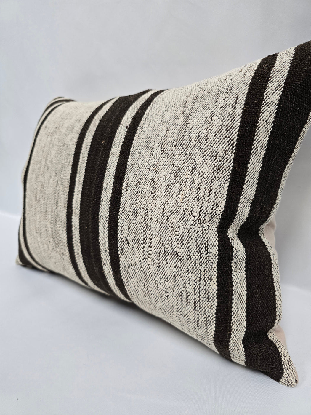 Turkish Hemp Pillow Cushion Natural Cream Black Pillow Cushion Cover 16" x 24" #9160