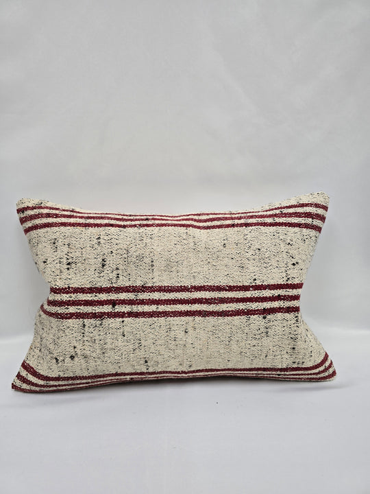 Turkish Hemp Pillow Cushion Natural Cream Black Pillow Cushion Cover 16" x 24" #9159