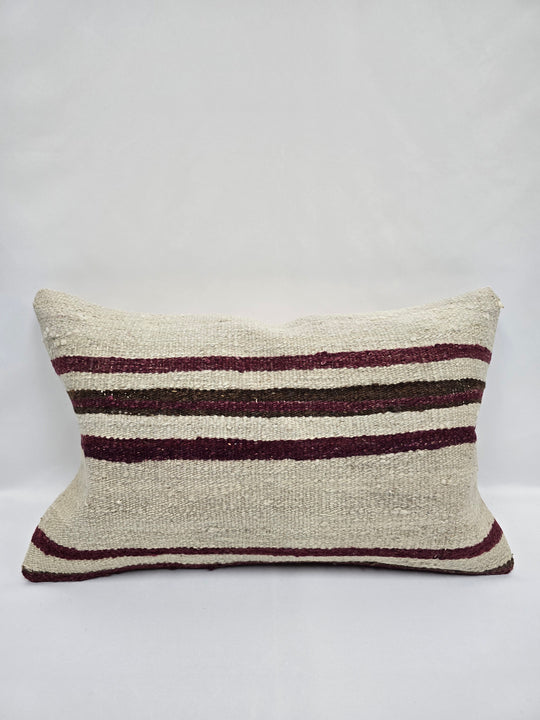 Turkish Hemp Pillow Cushion Natural Cream Black Pillow Cushion Cover 16" x 24" #9156