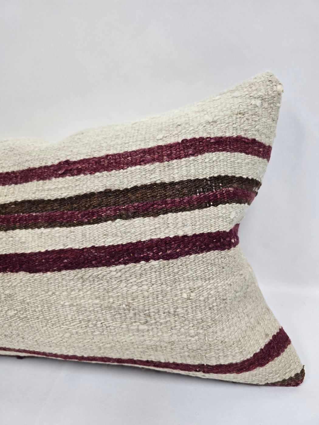 Turkish Hemp Pillow Cushion Natural Cream Black Pillow Cushion Cover 16" x 24" #9156
