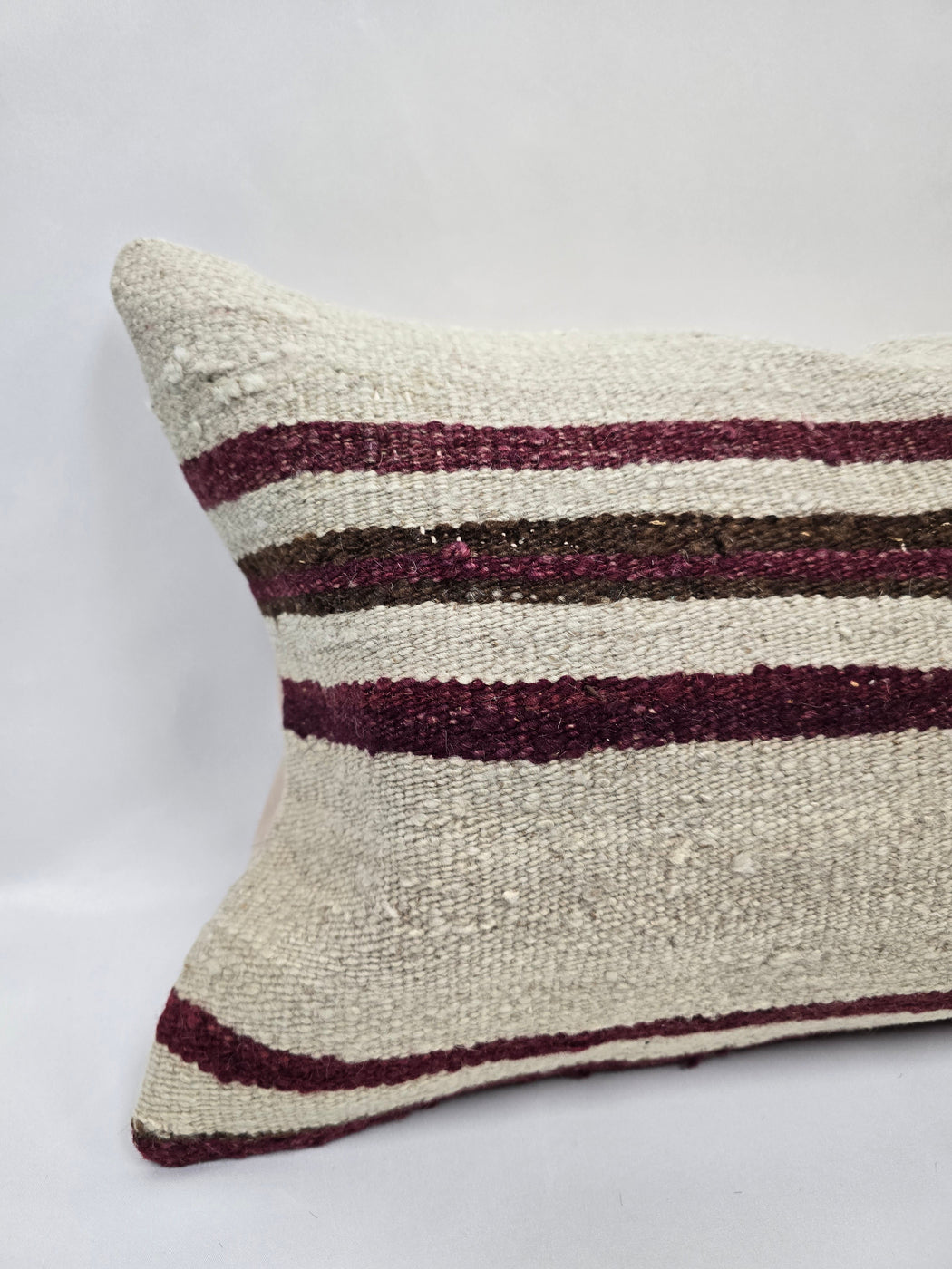 Turkish Hemp Pillow Cushion Natural Cream Black Pillow Cushion Cover 16" x 24" #9156