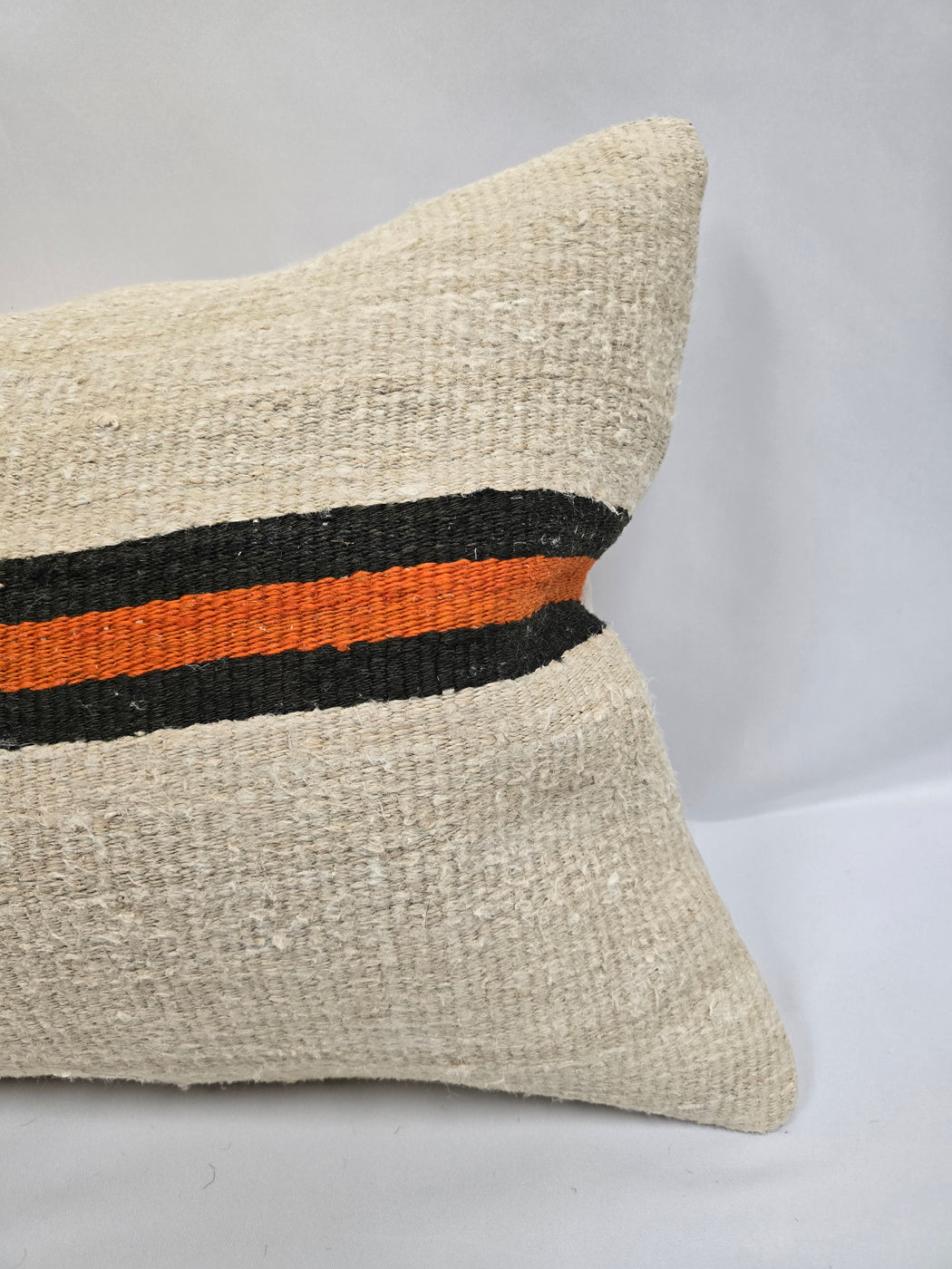 Turkish Hemp Pillow Cushion Natural Cream Black Orange Pillow Cushion Cover 16" x 24" #9151