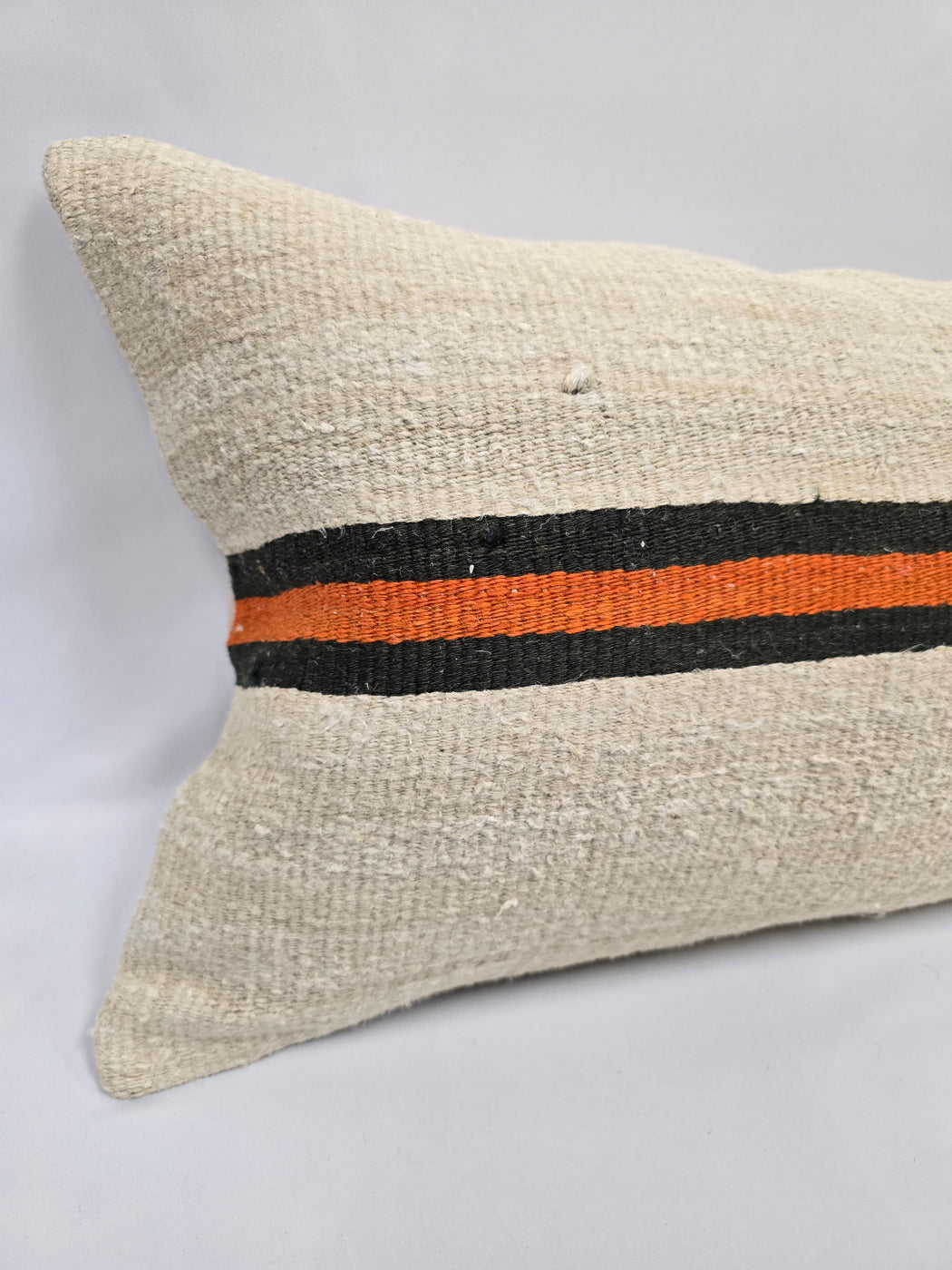 Turkish Hemp Pillow Cushion Natural Cream Black Orange Pillow Cushion Cover 16" x 24" #9151