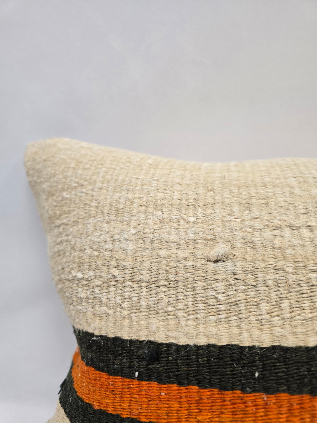 Turkish Hemp Pillow Cushion Natural Cream Black Orange Pillow Cushion Cover 16" x 24" #9151