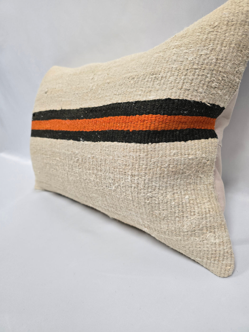 Turkish Hemp Pillow Cushion Natural Cream Black Orange Pillow Cushion Cover 16" x 24" #9151