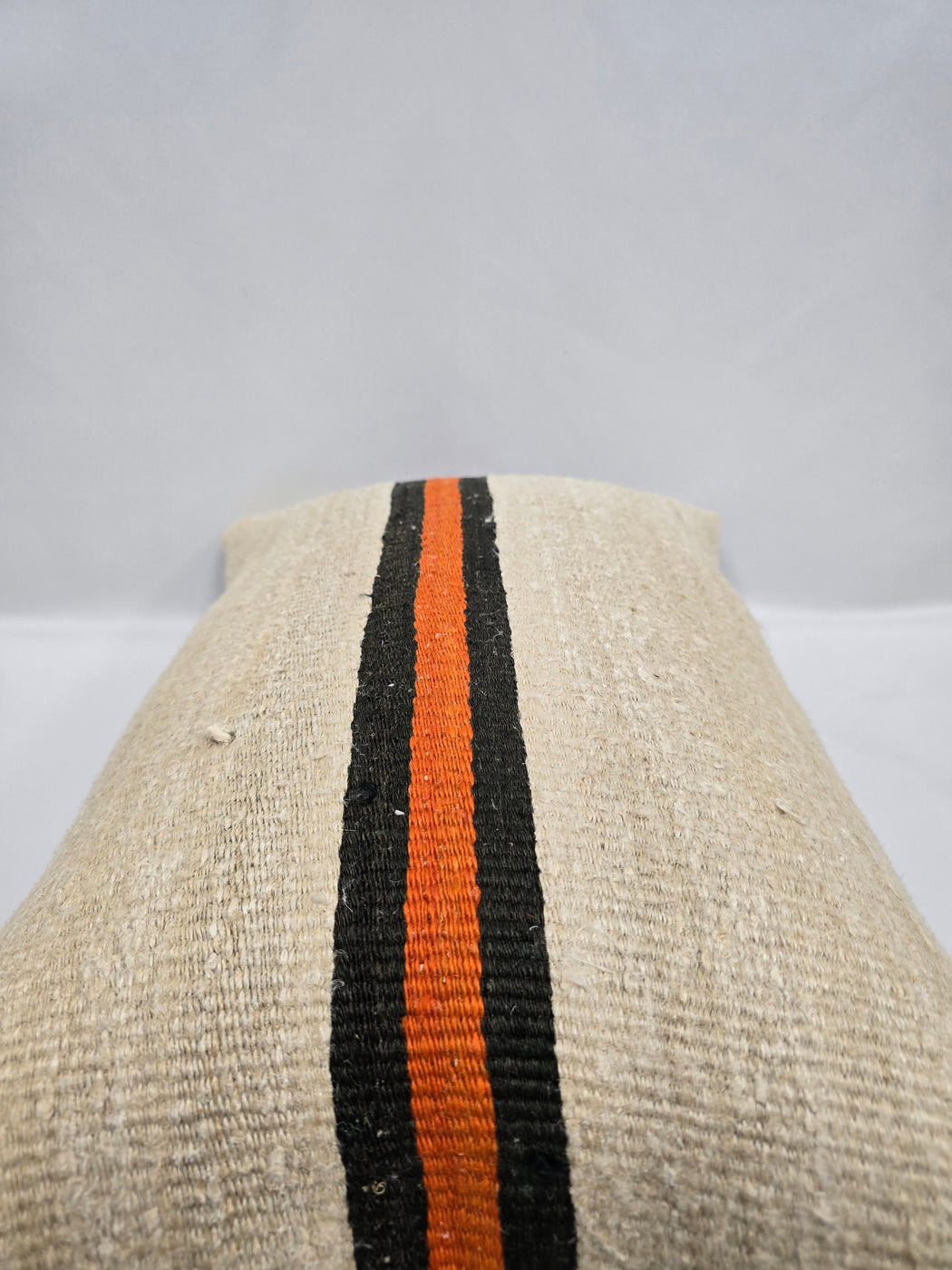 Turkish Hemp Pillow Cushion Natural Cream Black Orange Pillow Cushion Cover 16" x 24" #9151
