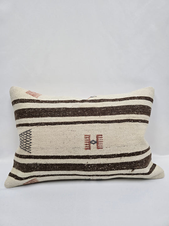 Turkish Hemp Pillow Cushion Natural Cream Brown Pillow Cushion Cover 16" x 24" #9149