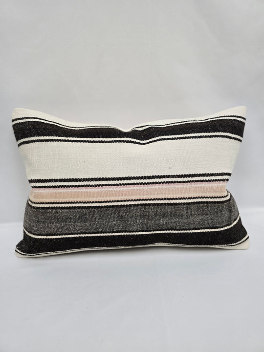 Turkish Hemp Pillow Cushion Natural Cream Black Pink Pillow Cushion Cover 16" x 24" #9147