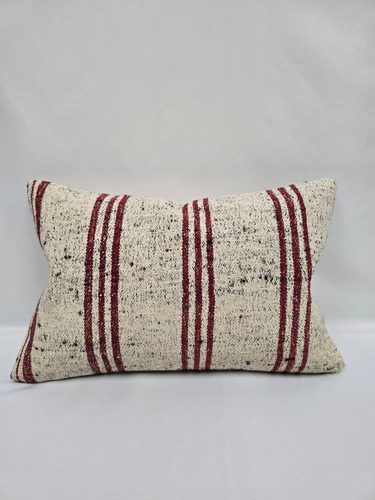 Turkish Hemp Pillow Cushion Natural Cream Black Pillow Cushion Cover 16" x 24" #9146