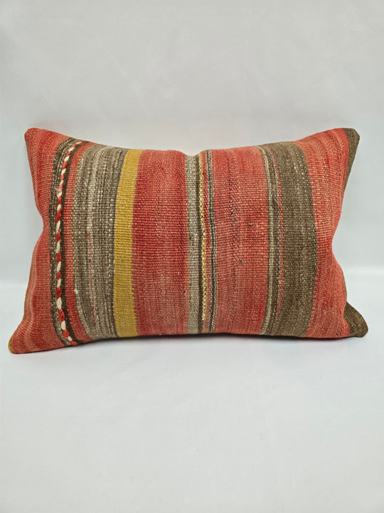 Turkish Hemp Pillow Cushion Natural Brown Yellow Pillow Cushion Cover 16" x 24" #9033
