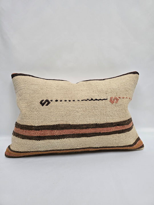 Turkish Hemp Pillow Cushion Natural Cream Black Brown Pillow Cushion Cover 16" x 24" #9032
