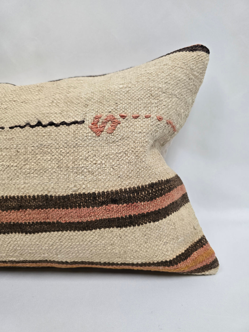 Turkish Hemp Pillow Cushion Natural Cream Black Brown Pillow Cushion Cover 16" x 24" #9032