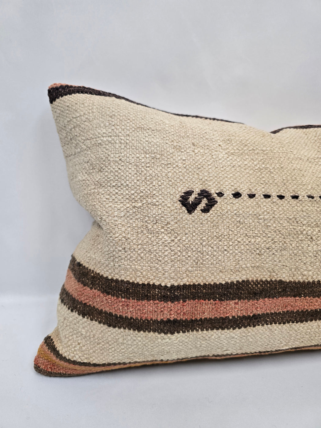 Turkish Hemp Pillow Cushion Natural Cream Black Brown Pillow Cushion Cover 16" x 24" #9032